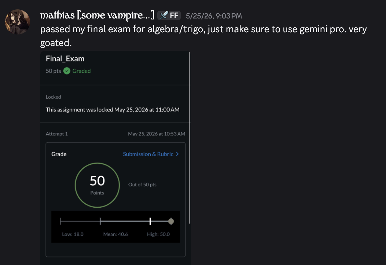 mathias: passed my final exam for algebra/trigo with gemini pro — Final_Exam 50 / 50 pts